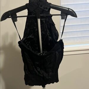 Bebe Black detailed Halter Top